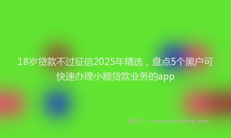 18岁贷款不过征信2025年精选，盘点5个黑户可快速办理小额贷款业务的app