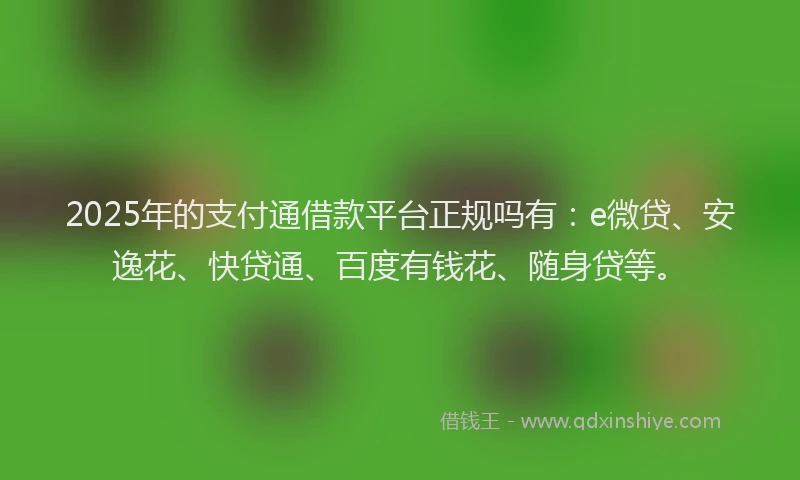 2025年的支付通借款平台正规吗有：e微贷、安逸花、快贷通、百度有钱花、随身贷等。