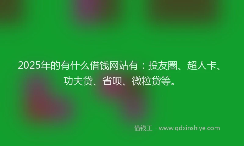 2025年的有什么借钱网站有：投友圈、超人卡、功夫贷、省呗、微粒贷等。