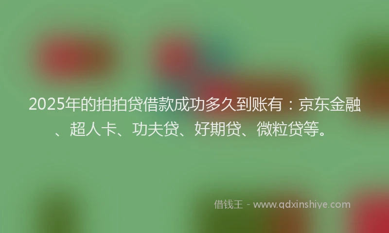 2025年的拍拍贷借款成功多久到账有：京东金融、超人卡、功夫贷、好期贷、微粒贷等。
