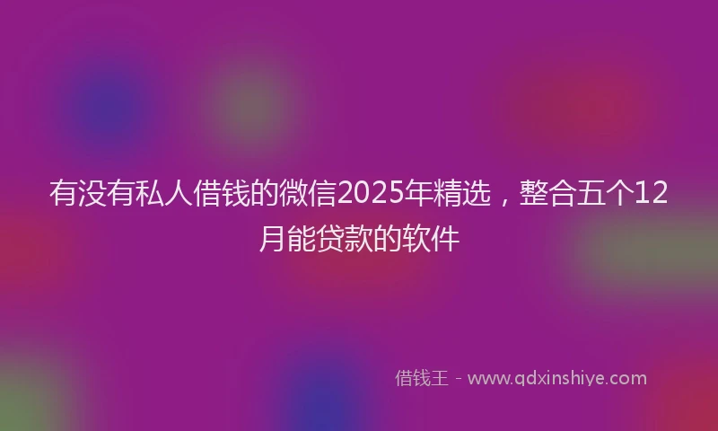 有没有私人借钱的微信2025年精选，整合五个12月能贷款的软件
