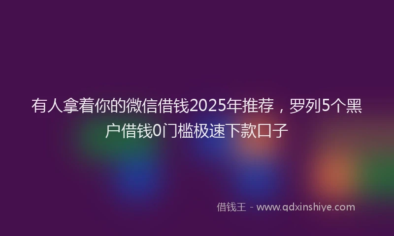 有人拿着你的微信借钱2025年推荐，罗列5个黑户借钱0门槛极速下款口子
