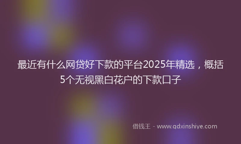 最近有什么网贷好下款的平台2025年精选，概括5个无视黑白花户的下款口子