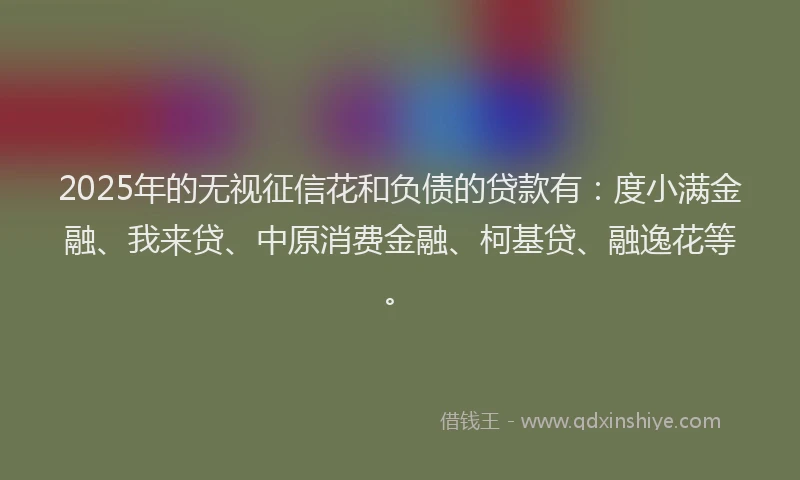 2025年的无视征信花和负债的贷款有：度小满金融、我来贷、中原消费金融、柯基贷、融逸花等。