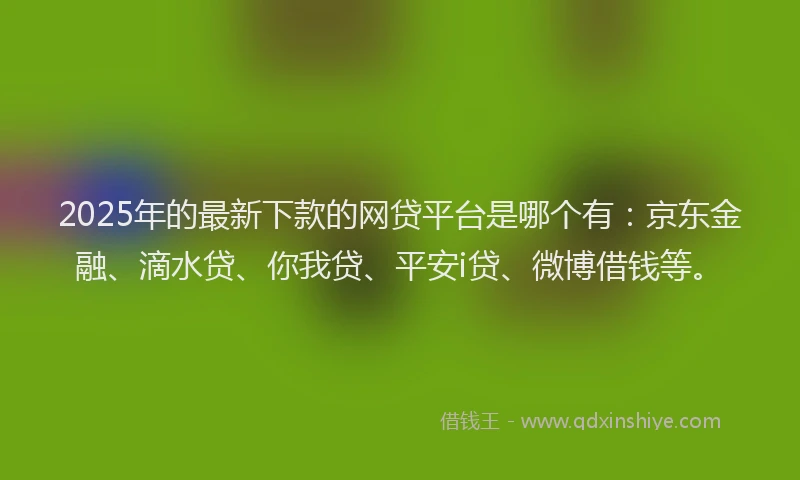 2025年的最新下款的网贷平台是哪个有：京东金融、滴水贷、你我贷、平安i贷、微博借钱等。