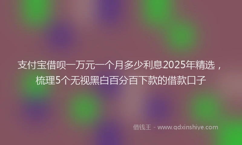 支付宝借呗一万元一个月多少利息2025年精选，梳理5个无视黑白百分百下款的借款口子