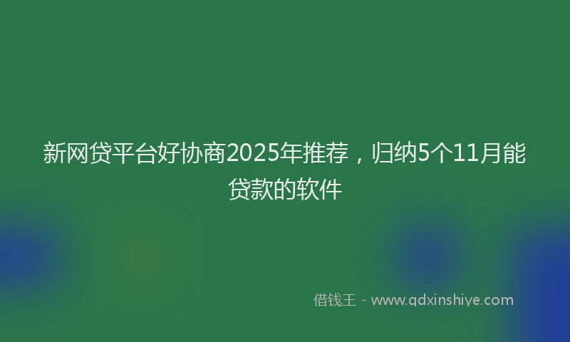 新网贷平台好协商2025年推荐，归纳5个11月能贷款的软件