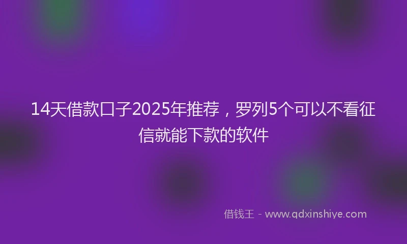 14天借款口子2025年推荐，罗列5个可以不看征信就能下款的软件