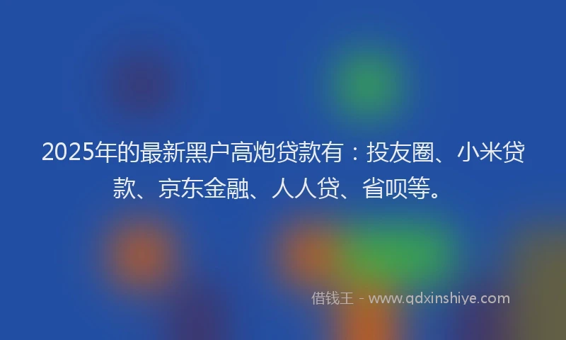2025年的最新黑户高炮贷款有：投友圈、小米贷款、京东金融、人人贷、省呗等。