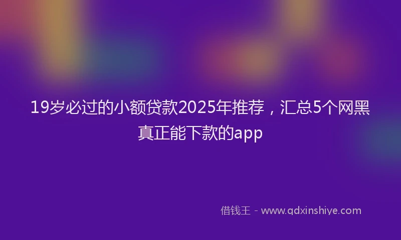 19岁必过的小额贷款2025年推荐，汇总5个网黑真正能下款的app
