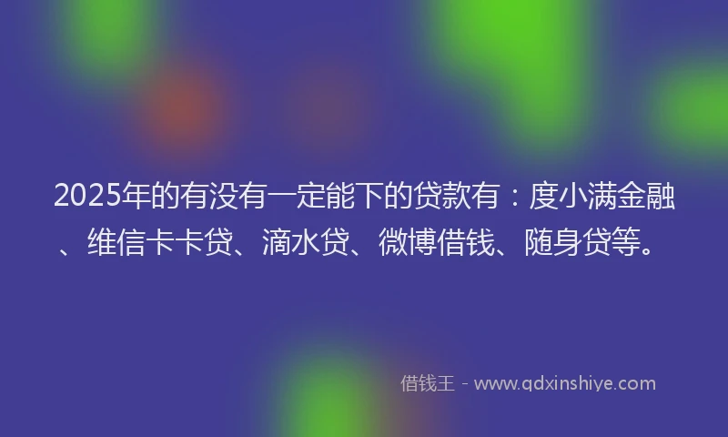 2025年的有没有一定能下的贷款有：度小满金融、维信卡卡贷、滴水贷、微博借钱、随身贷等。