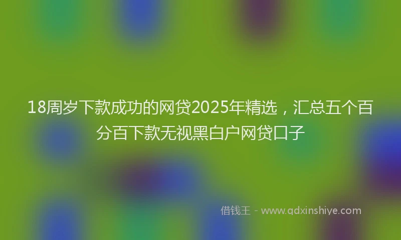 18周岁下款成功的网贷2025年精选,汇总五个百分百下款无视黑白户网贷口子