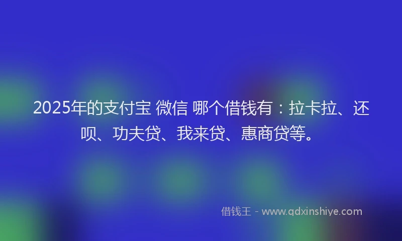 2025年的支付宝 微信 哪个借钱有：拉卡拉、还呗、功夫贷、我来贷、惠商贷等。