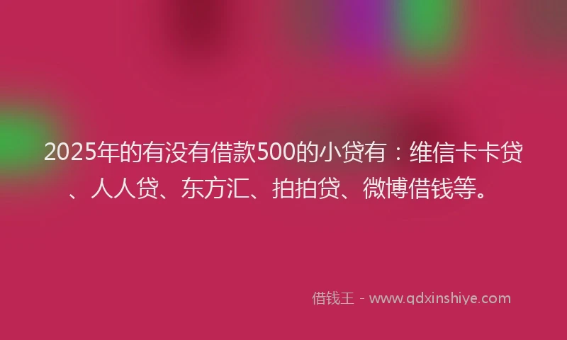2025年的有没有借款500的小贷有：维信卡卡贷、人人贷、东方汇、拍拍贷、微博借钱等。