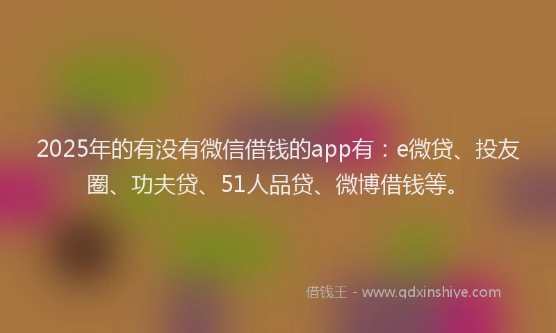 2025年的有没有微信借钱的app有：e微贷、投友圈、功夫贷、51人品贷、微博借钱等。