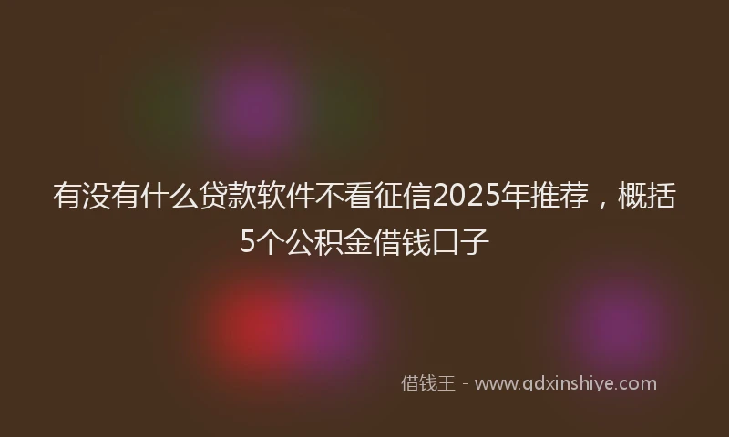 有没有什么贷款软件不看征信2025年推荐，概括5个公积金借钱口子