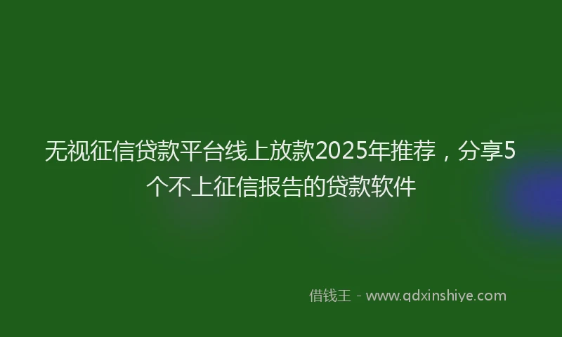 无视征信贷款平台线上放款2025年推荐，分享5个不上征信报告的贷款软件