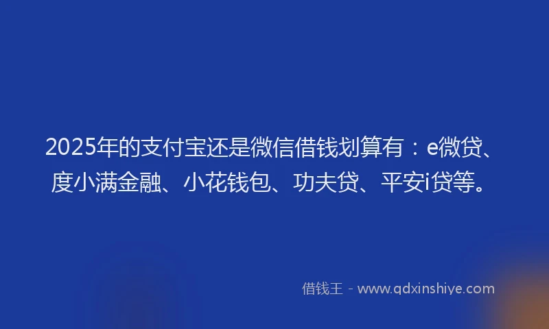 2025年的支付宝还是微信借钱划算有：e微贷、度小满金融、小花钱包、功夫贷、平安i贷等。