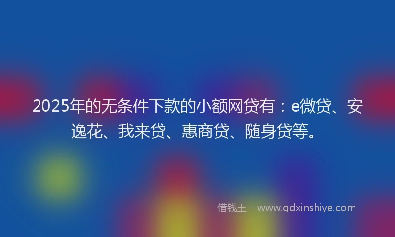 2025年的无条件下款的小额网贷有：e微贷、安逸花、我来贷、惠商贷、随身贷等。