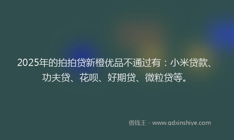 2025年的拍拍贷新橙优品不通过有：小米贷款、功夫贷、花呗、好期贷、微粒贷等。
