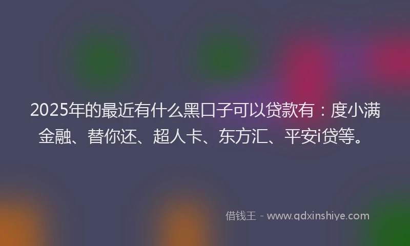 2025年的最近有什么黑口子可以贷款有：度小满金融、替你还、超人卡、东方汇、平安i贷等。