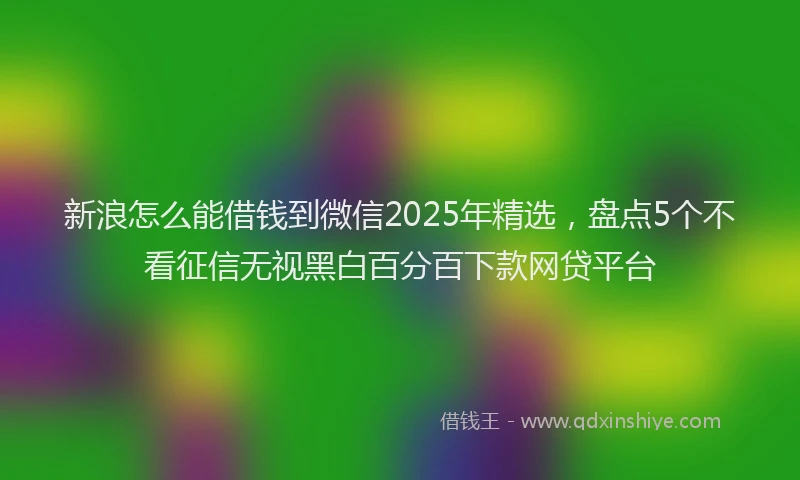 新浪怎么能借钱到微信2025年精选，盘点5个不看征信无视黑白百分百下款网贷平台