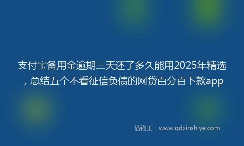 支付宝备用金逾期三天还了多久能用2025年精选，总结五个不看征信负债的网贷百分百下款app