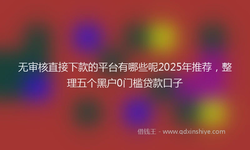 无审核直接下款的平台有哪些呢2025年推荐，整理五个黑户0门槛贷款口子