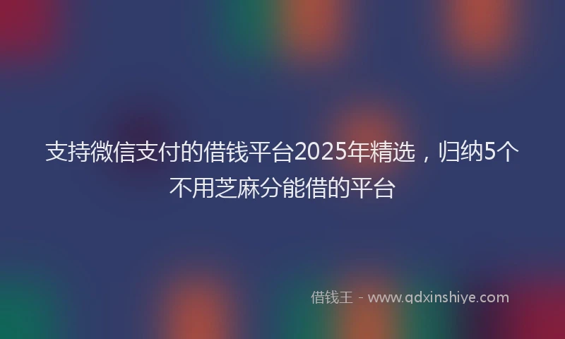 支持微信支付的借钱平台2025年精选，归纳5个不用芝麻分能借的平台
