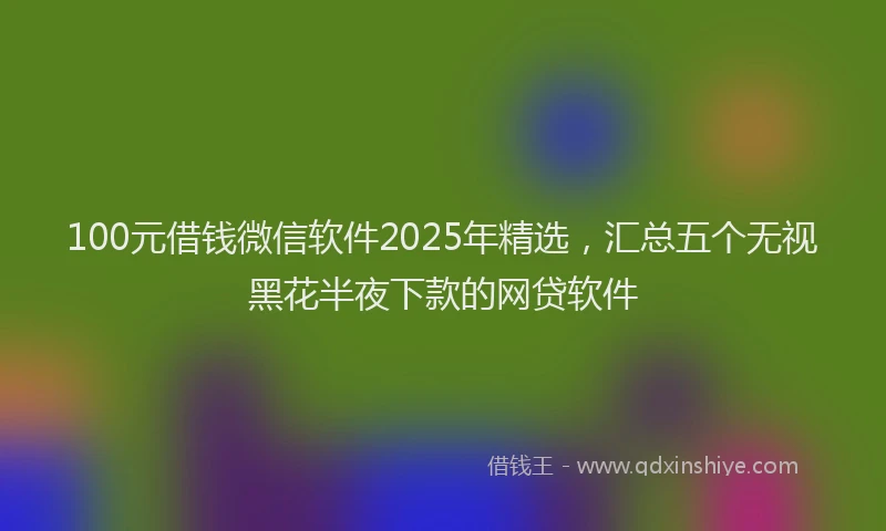100元借钱微信软件2025年精选，汇总五个无视黑花半夜下款的网贷软件