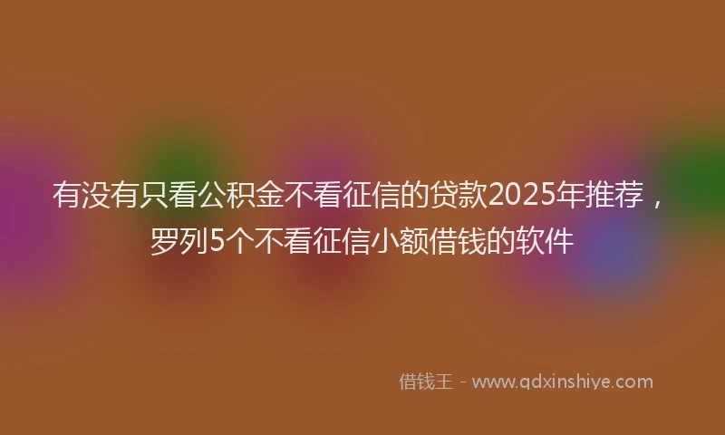 有没有只看公积金不看征信的贷款2025年推荐，罗列5个不看征信小额借钱的软件