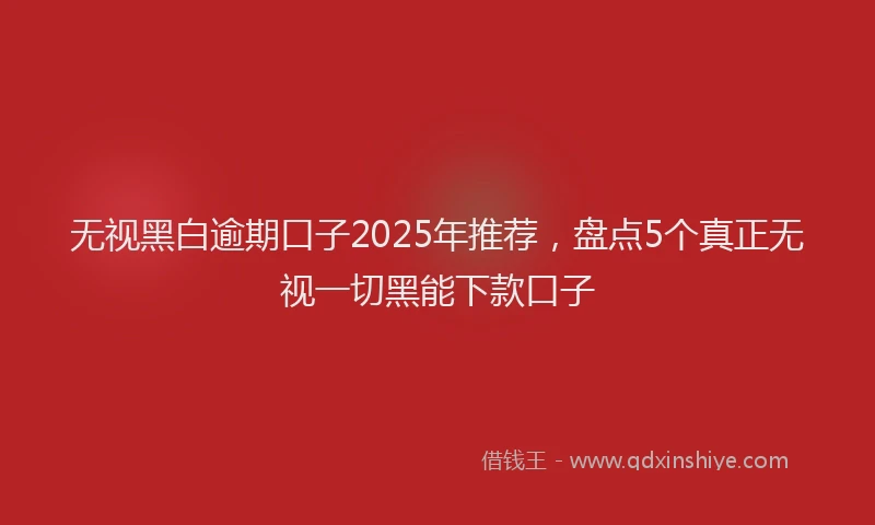 无视黑白逾期口子2025年推荐，盘点5个真正无视一切黑能下款口子