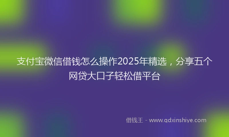支付宝微信借钱怎么操作2025年精选，分享五个网贷大口子轻松借平台