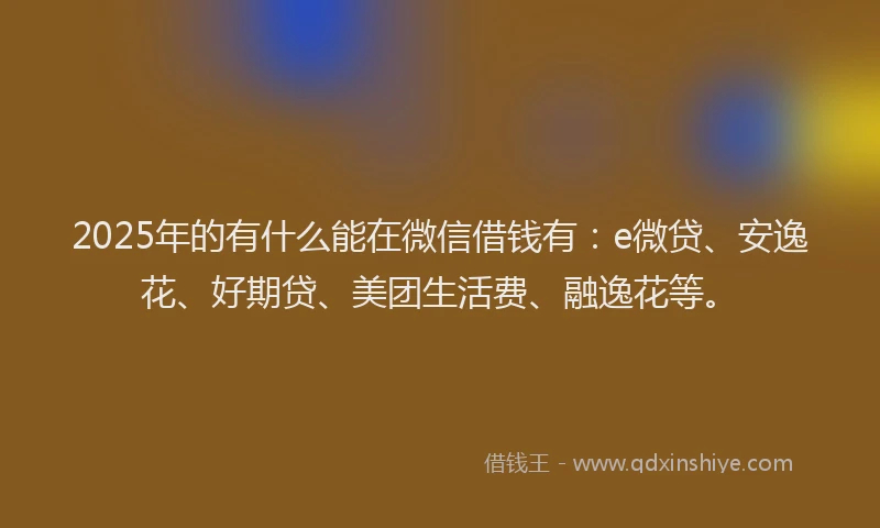 2025年的有什么能在微信借钱有：e微贷、安逸花、好期贷、美团生活费、融逸花等。