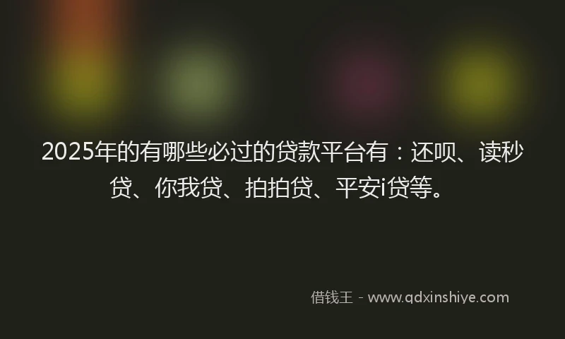 2025年的有哪些必过的贷款平台有：还呗、读秒贷、你我贷、拍拍贷、平安i贷等。