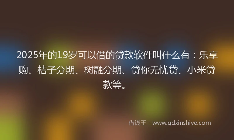 2025年的19岁可以借的贷款软件叫什么有：乐享购、桔子分期、树融分期、贷你无忧贷、小米贷款等。