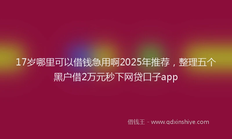 17岁哪里可以借钱急用啊2025年推荐，整理五个黑户借2万元秒下网贷口子app