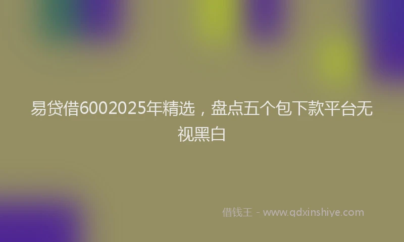 易贷借6002025年精选，盘点五个包下款平台无视黑白