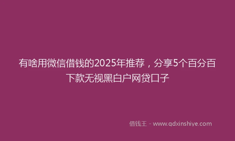 有啥用微信借钱的2025年推荐，分享5个百分百下款无视黑白户网贷口子