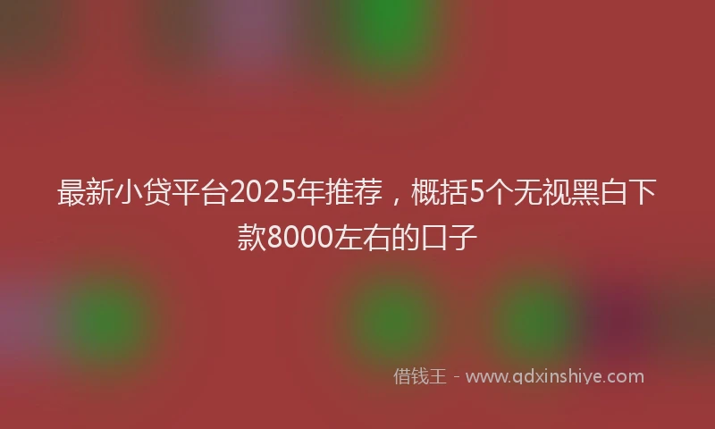 最新小贷平台2025年推荐，概括5个无视黑白下款8000左右的口子