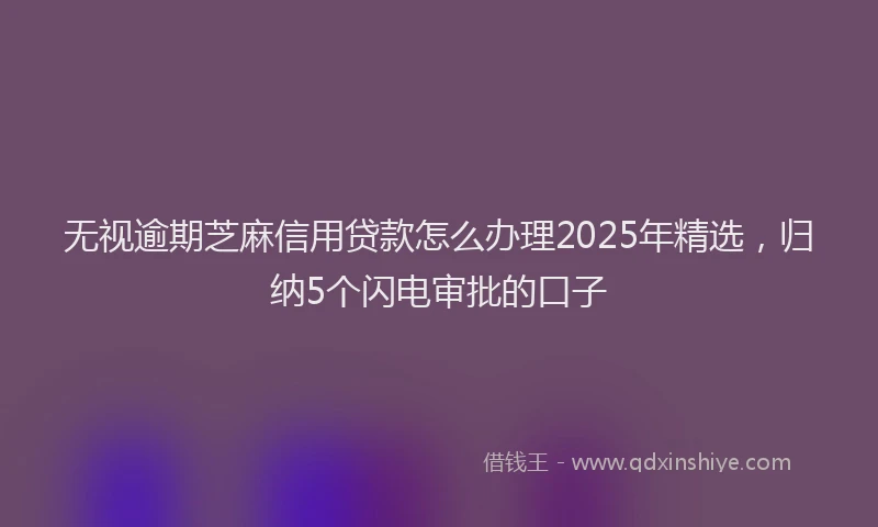 无视逾期芝麻信用贷款怎么办理2025年精选，归纳5个闪电审批的口子