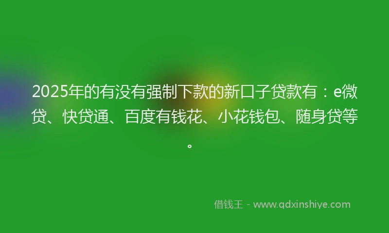 2025年的有没有强制下款的新口子贷款有：e微贷、快贷通、百度有钱花、小花钱包、随身贷等。
