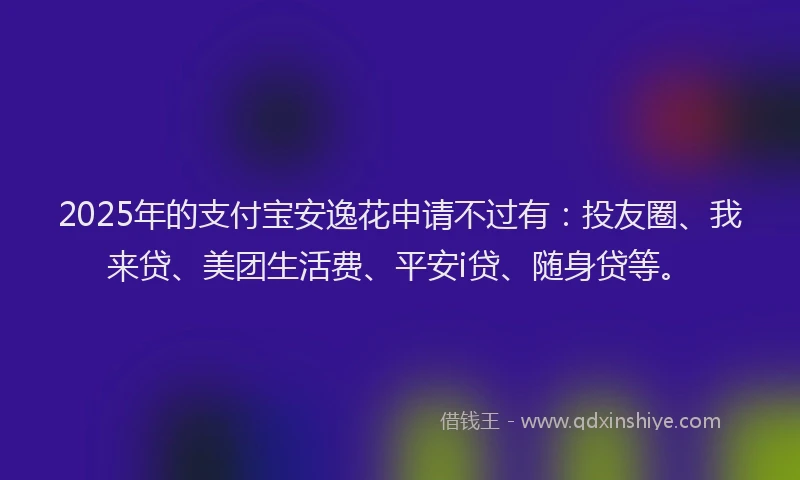 2025年的支付宝安逸花申请不过有：投友圈、我来贷、美团生活费、平安i贷、随身贷等。