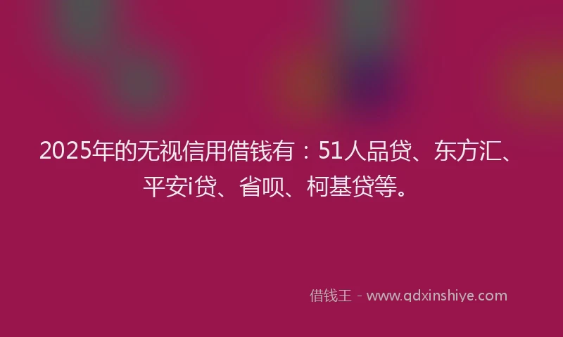 2025年的无视信用借钱有：51人品贷、东方汇、平安i贷、省呗、柯基贷等。