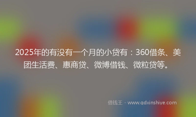 2025年的有没有一个月的小贷有：360借条、美团生活费、惠商贷、微博借钱、微粒贷等。
