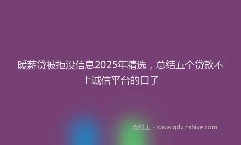 暖薪贷被拒没信息2025年精选，总结五个贷款不上诚信平台的口子