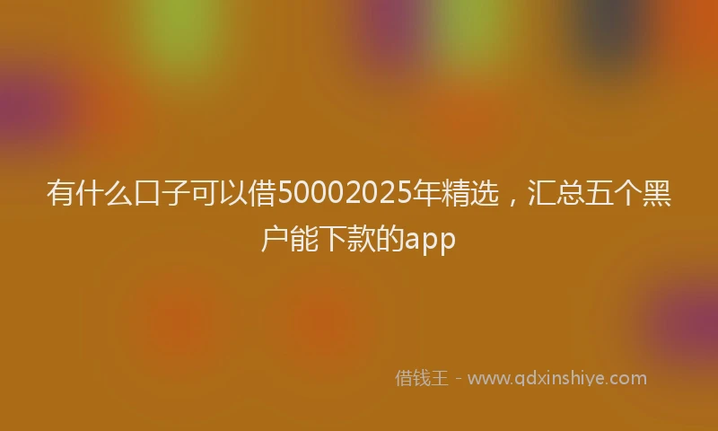 有什么口子可以借50002025年精选，汇总五个黑户能下款的app