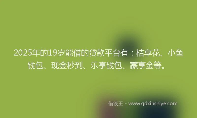 2025年的19岁能借的贷款平台有：桔享花、小鱼钱包、现金秒到、乐享钱包、蒙享金等。