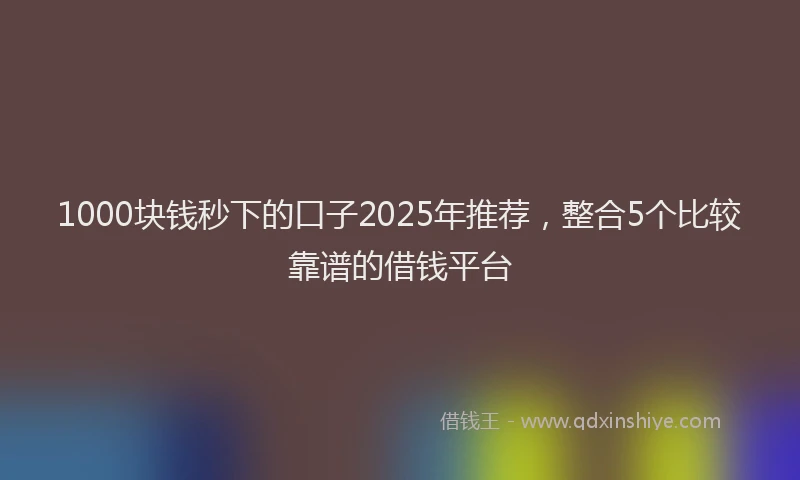 1000块钱秒下的口子2025年推荐，整合5个比较靠谱的借钱平台