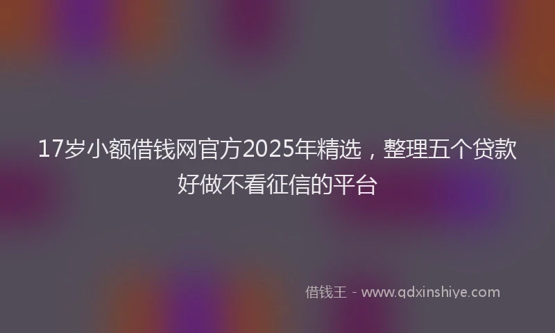 17岁小额借钱网官方2025年精选，整理五个贷款好做不看征信的平台